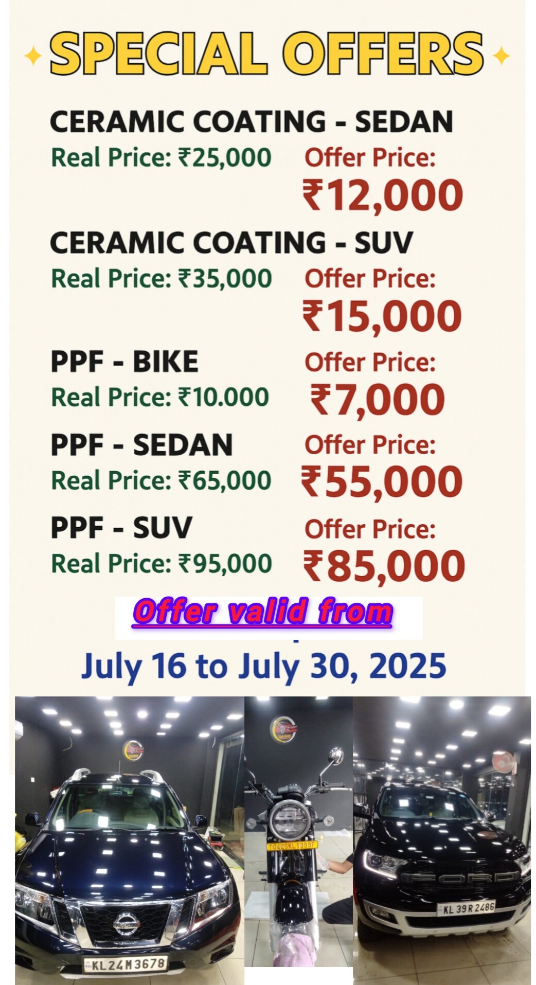 Exclusive Car & Bike Detailing Offers :  OASIS Car Detailing Kakkattil