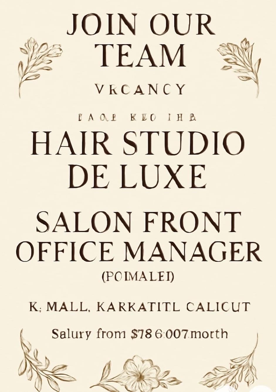 Job Vacancy: Salon Front Office Manager