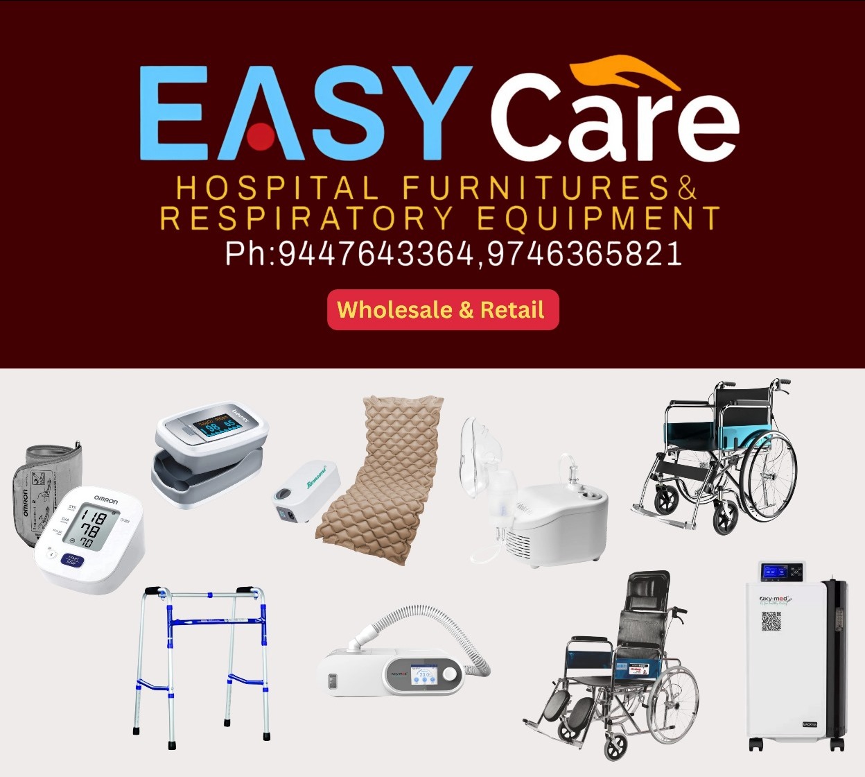 Surgical Equipment Thalassery, Respiratory Equipment,  Oxygen concentrator Thalassery,easy care surgical store Thalassery 