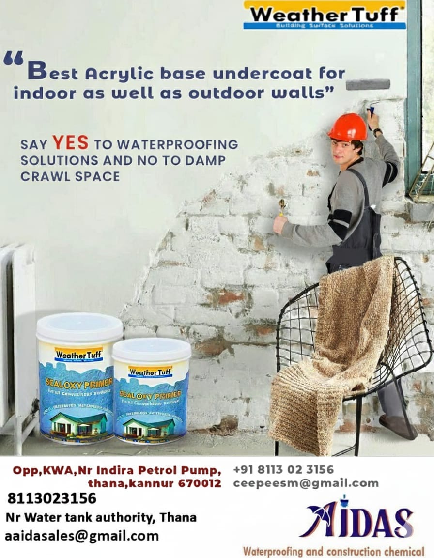 Waterproofing kannur thana, waterproofing kannur, waterproofing & construction chemical, Aidas Solutions