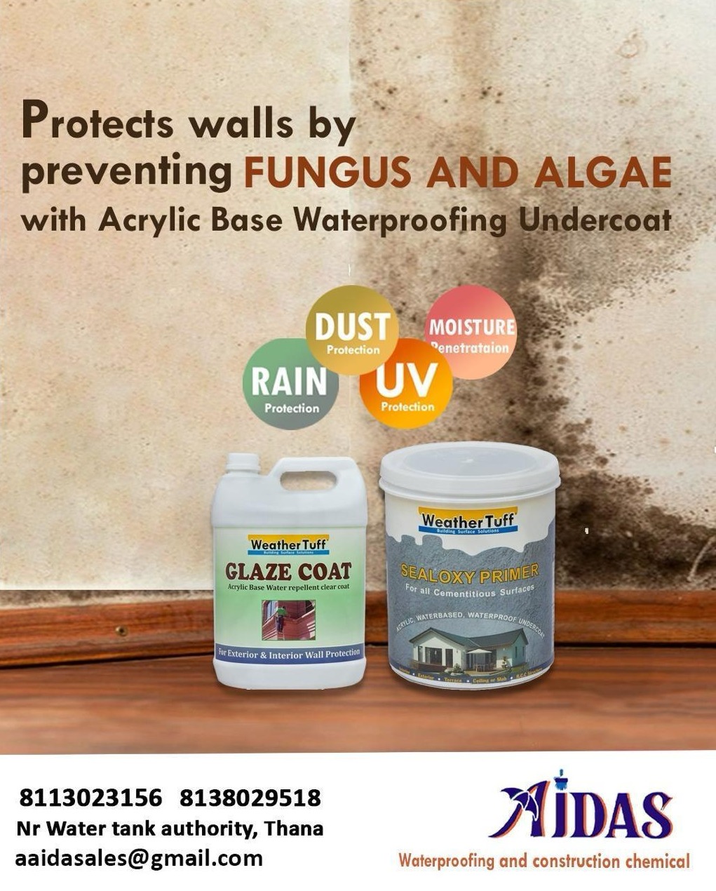 Waterproofing kannur thana, waterproofing kannur, waterproofing & construction chemical, Aidas Solutions