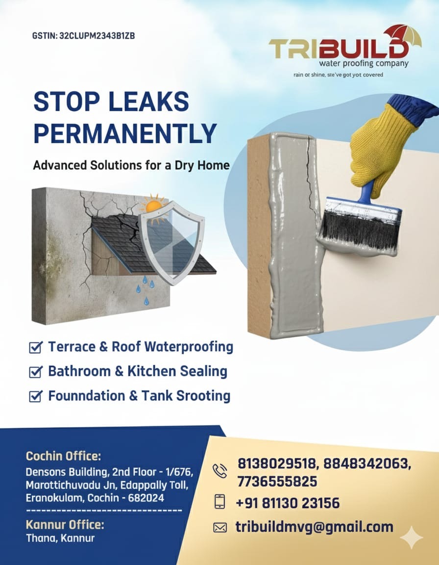 Waterproofing edappally kochi, waterproofing kochi,waterproofing &construction chemical, Tribuild  