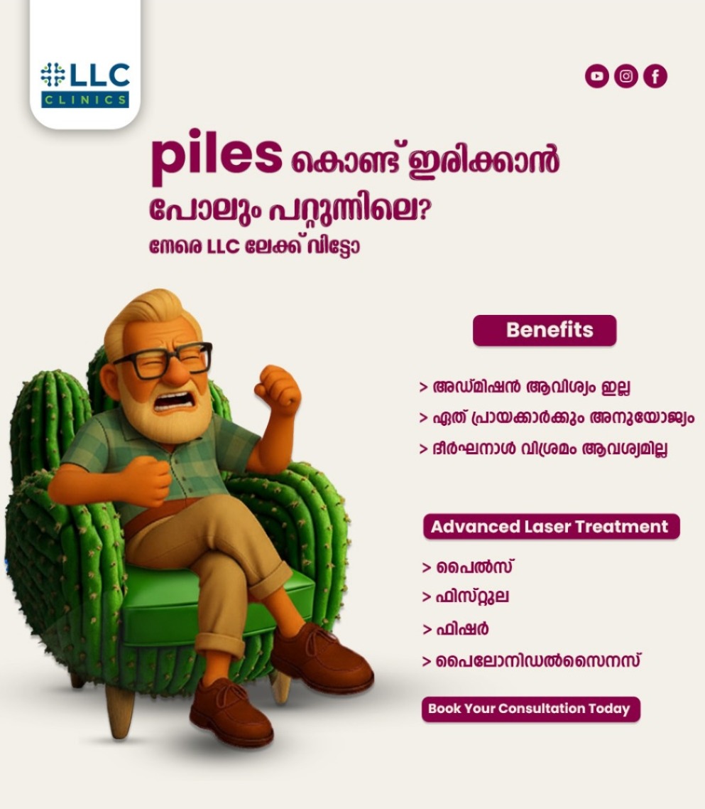 Piles treatment clinic calicut, laser treatment piles clinic calicut, laser life care clinics, LLC clinic  