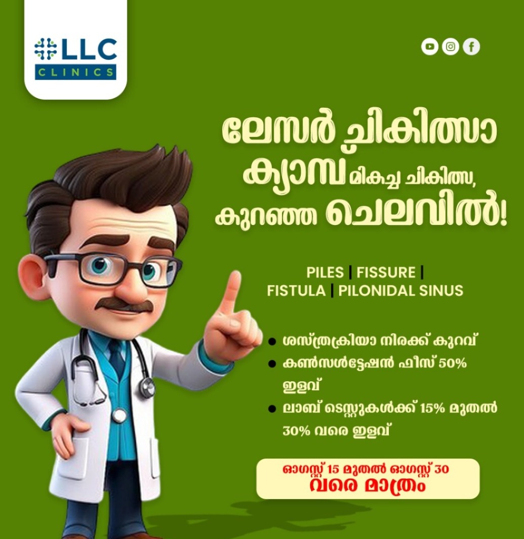 Piles treatment clinic calicut, laser treatment piles clinic calicut, laser life care clinics, LLC clinic  