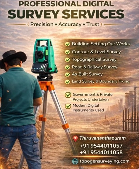 Land Survey  Trivandrum Nedumangadu,Boundary Survey Trivandrum  Nedumangadu,Contouring Survey Trivandrum Nedumangadu,Topogen Surveying  