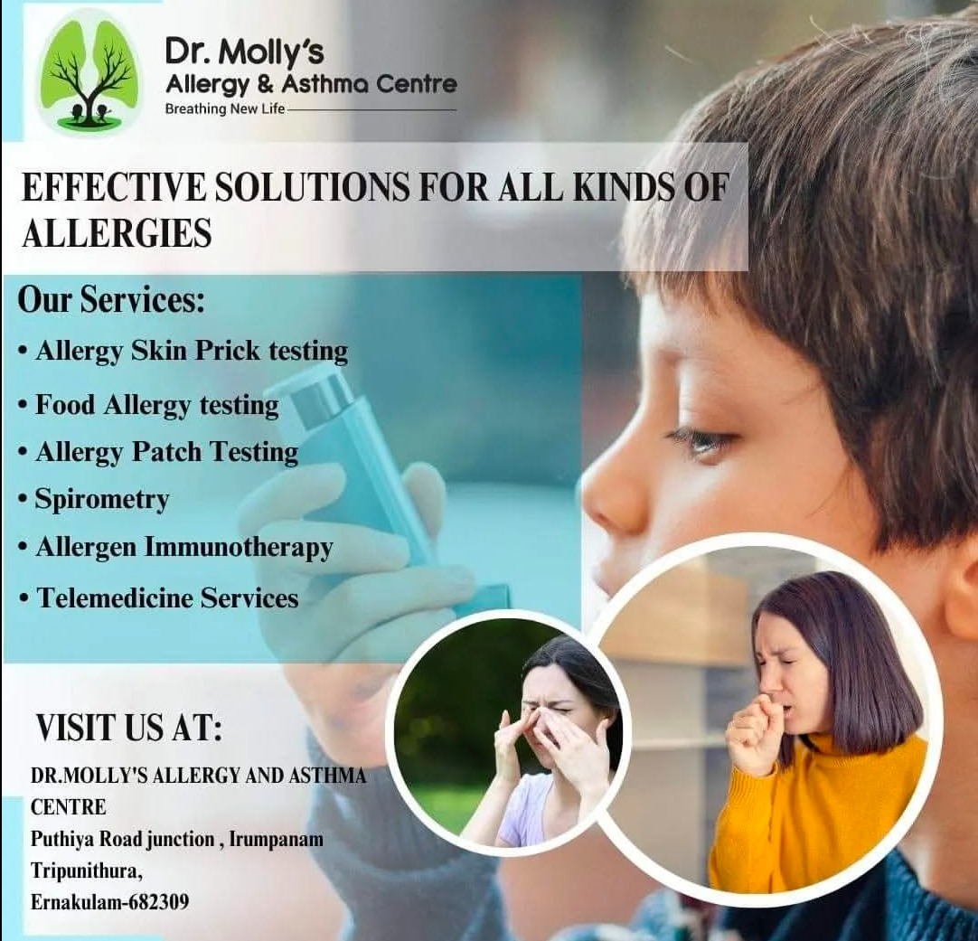 Allegra Centre Thripunithura Kochi,Asthma  Centre Thripunithura Kochi,Allergy and Asthma Clinic Thripunithura Kochi,Dr Mollys Allergy and Asthma Centre 