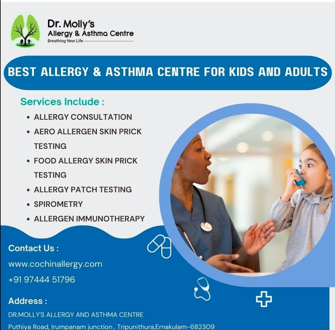 Allegra Centre Thripunithura Kochi,Asthma  Centre Thripunithura Kochi,Allergy and Asthma Clinic Thripunithura Kochi,Dr Mollys Allergy and Asthma Centre 