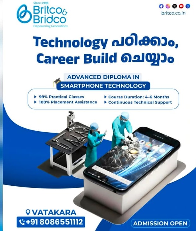 Smartphone Technology Institute Vatakara,Mobile Repairing Training Institute Vatakara,Britco & Bridco Vatakara