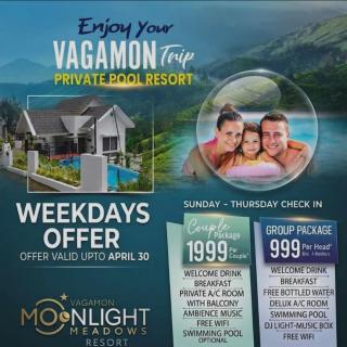 Luxury A/C villas in Vagamon, Resort  with pool in Vagamon,  DJ nights & Campfire photo booth resort in Vagamon, ​Vagamon Moonlight Meadows Resort 