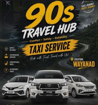Taxi service in padinjarathara wayanad,Corperate travel service padinjarathara wayanad, Airport pick up and drop service padinjarathara wayanad, 90'S travel hub 