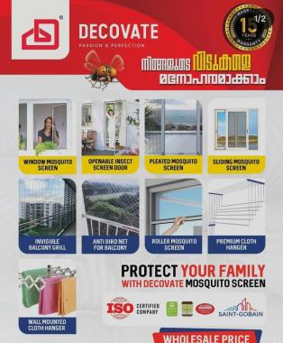 ​Mosquito net Windows in Kuriyachira Thrissur, ​Mosquito net Doors in Kuriyachira Thrissur, Decovate Mosquito Screens 
