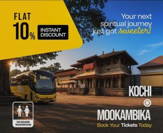 Trivandrum to Kannur Bus booking, Kochi to Kollur Bus booking, Kochi to Mookambika Bus booking, Kochi to Bangalore Bus booking, Bae bus 