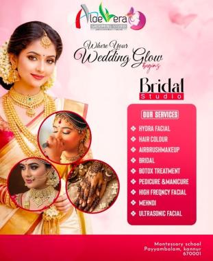 Beauty parlour in payyambalam kannur,Bridal makeup Grooming expert in payyambalam kannur,Aloevera Grooming Studio 