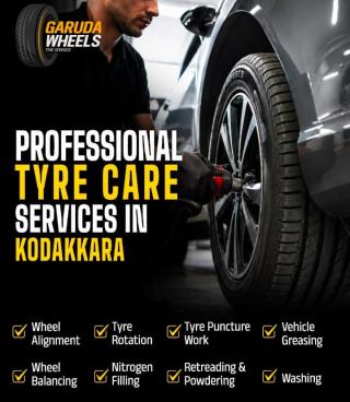 Tyre service in kodakara thrissur, Wheel alignment Wheel balancing  Puncture repair Tyre replacement in kodakara thrissur,Garuda Wheels Tyre Service 