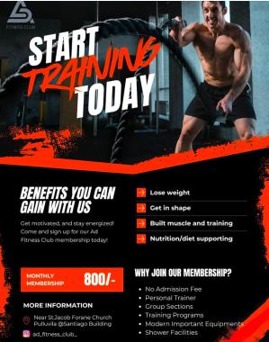 Fitness center in pulluvila trivandrum,Gym in pulluvila trivandrum,AD Fitness Club 