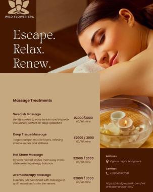 Spa in vignan nagar bangalore,Massage center in vignan nagar bangalore, Body pain relief treatment in vignan nagar bangalore, Wild Flower Spa 