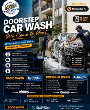 Doorstep car wash service in trivandrum,Car wash Bike wash service in trivandrum,Wash Wagon Doorstep Car Spa T