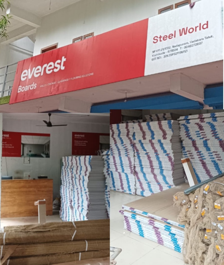  Gypsum board ,Multiwood,Channels :Steel World Kakkuni