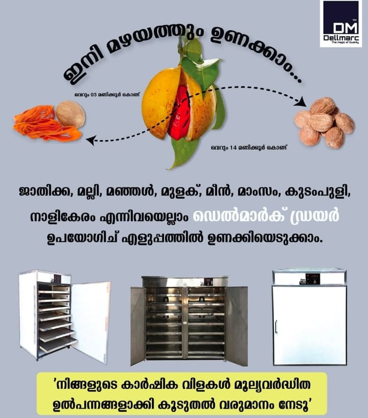 Vegetable dryer kerala,Nutmeg dryer kerala.Fruits dryer kerala,Prawns dryer kerala,Dellmarc Dryer Kerala