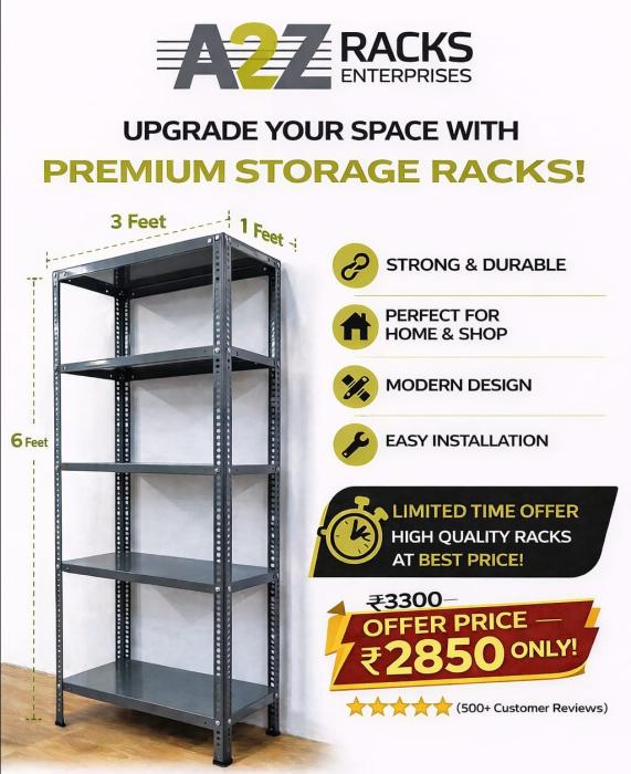 Slotted angle rack manufactureing company in Kerala,metal Storage rack steel shelving rack heavy duty rack storage shelf manufactureing company in Kerala,A2Z racks enterprises 
