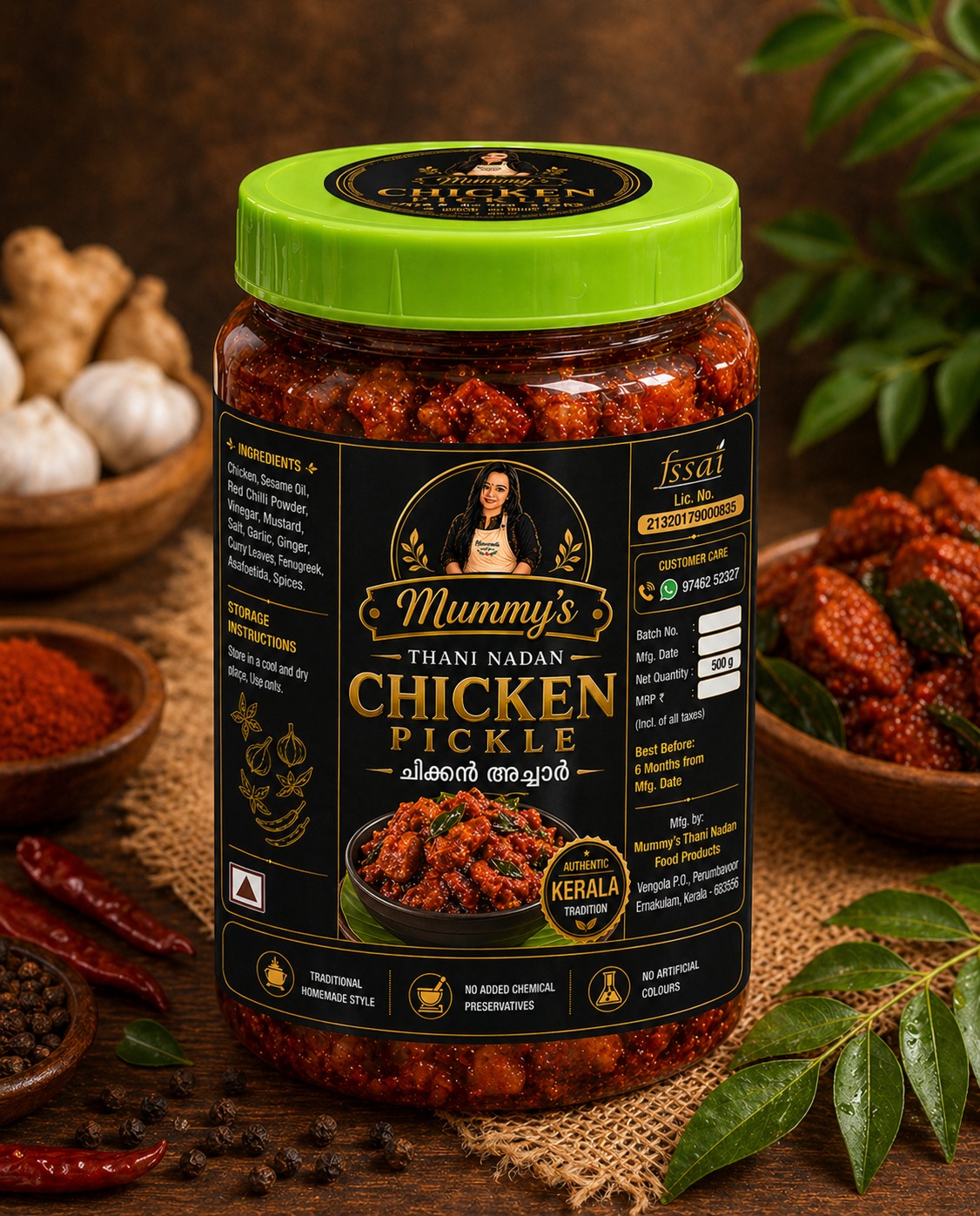Kerala Homemade Chicken Pickle, Mummys thani nadan food products