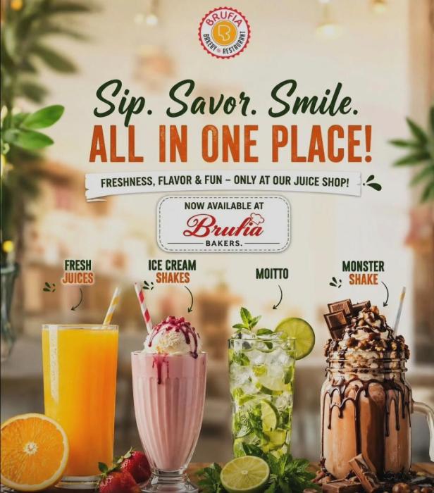 ​Brufia Bakers & Restaurant Kayamkulam, custom cakes & bakery in Kayamkulam, mojito shakes sweets and pastry shop 