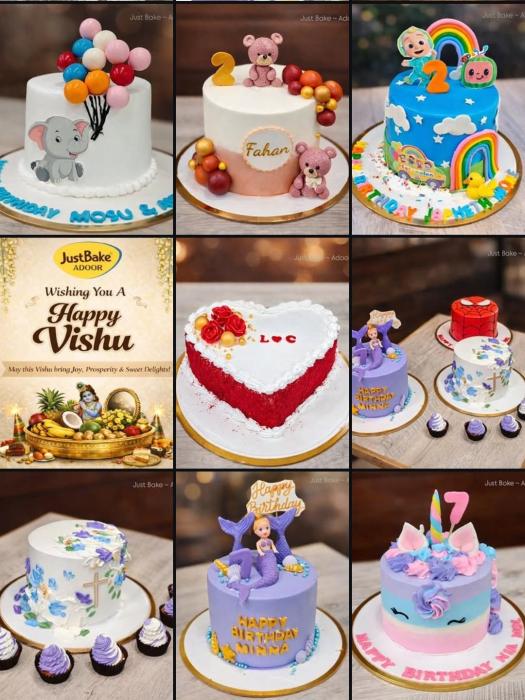 ​Just Bake Adoor, ​Cake shop in Adoor, Cake delivery Adoor, Birthday Anniversary Wedding All events Custom cake shop 