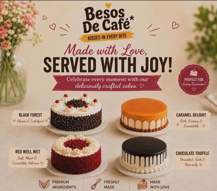 ​Besos De Cafe Kulappully, Premium cake shop Kulappully, Burger pizza Pasta and Pastries at Kulappully , Food delivery 