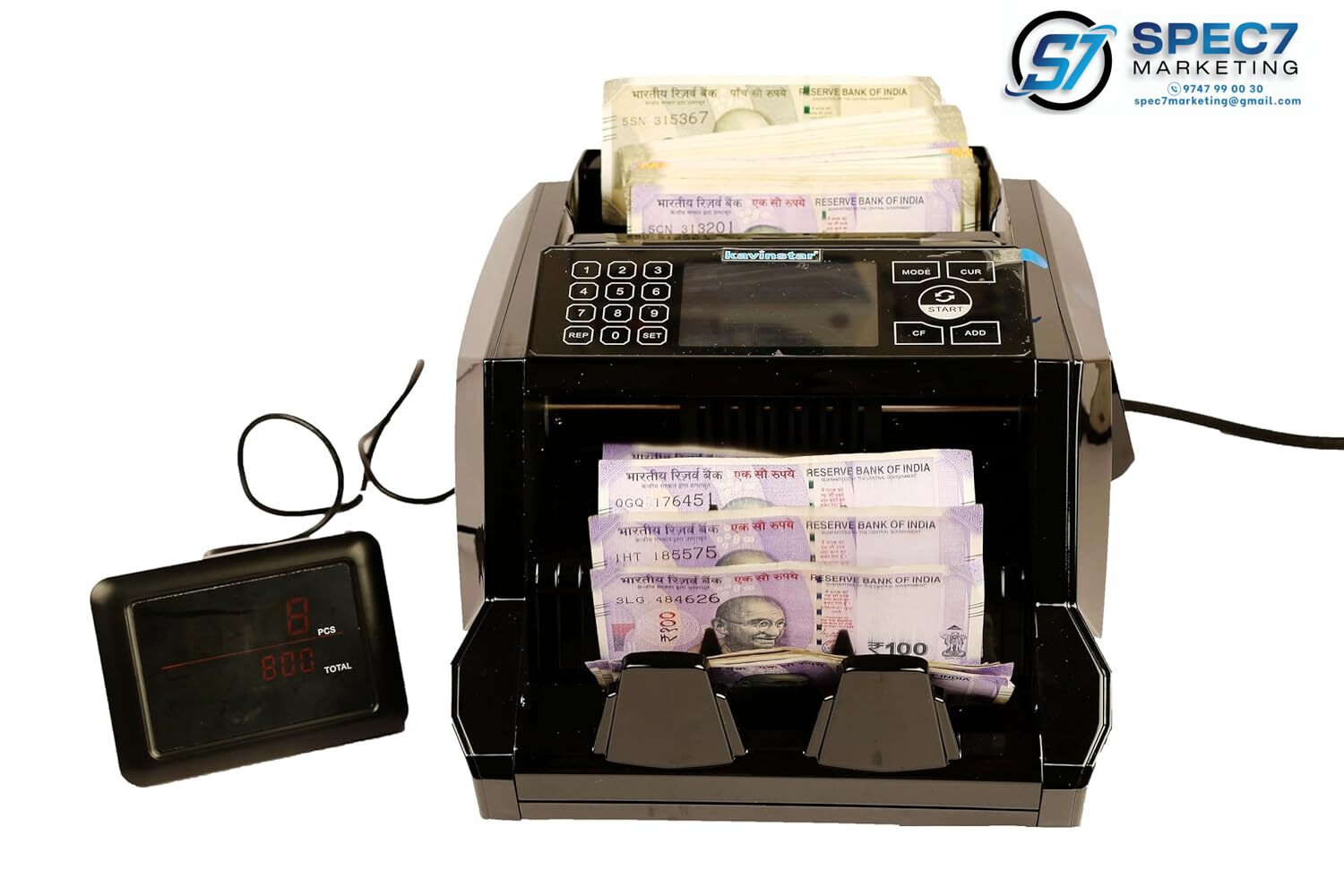 Kavinstar Mix Value Note Counting Machine Touch Pro with Color Sensor | UV MG IR MT 3D Detection | Automatic Fake Note Detector for Indian Currency