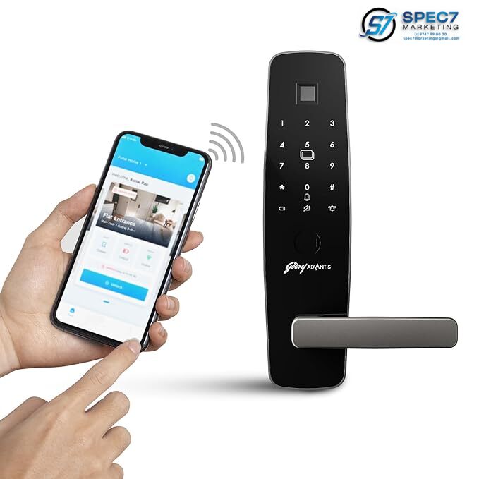 Godrej Advantis Smart Lock | Made in India Digital Lock for Main Door I Advanced & Highly Secure|9 in 1 Access|NFC,Smart Watch,BLE Remote,Wi-Fi,Fingerprint | Gun Metal Black