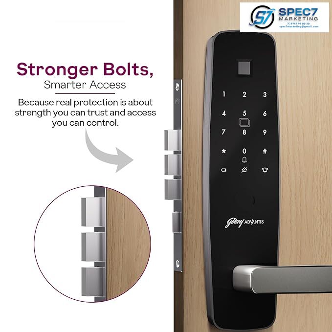 Godrej Advantis Smart Lock | Made in India Digital Lock for Main Door I Advanced & Highly Secure|9 in 1 Access|NFC,Smart Watch,BLE Remote,Wi-Fi,Fingerprint | Gun Metal Black