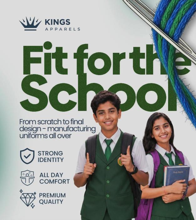 ​Uniform manufacturer in Tirupur, industrial uniform manufacturer in Tirupur, school uniforms manufacturer in Tirupur, Kings Apparels 