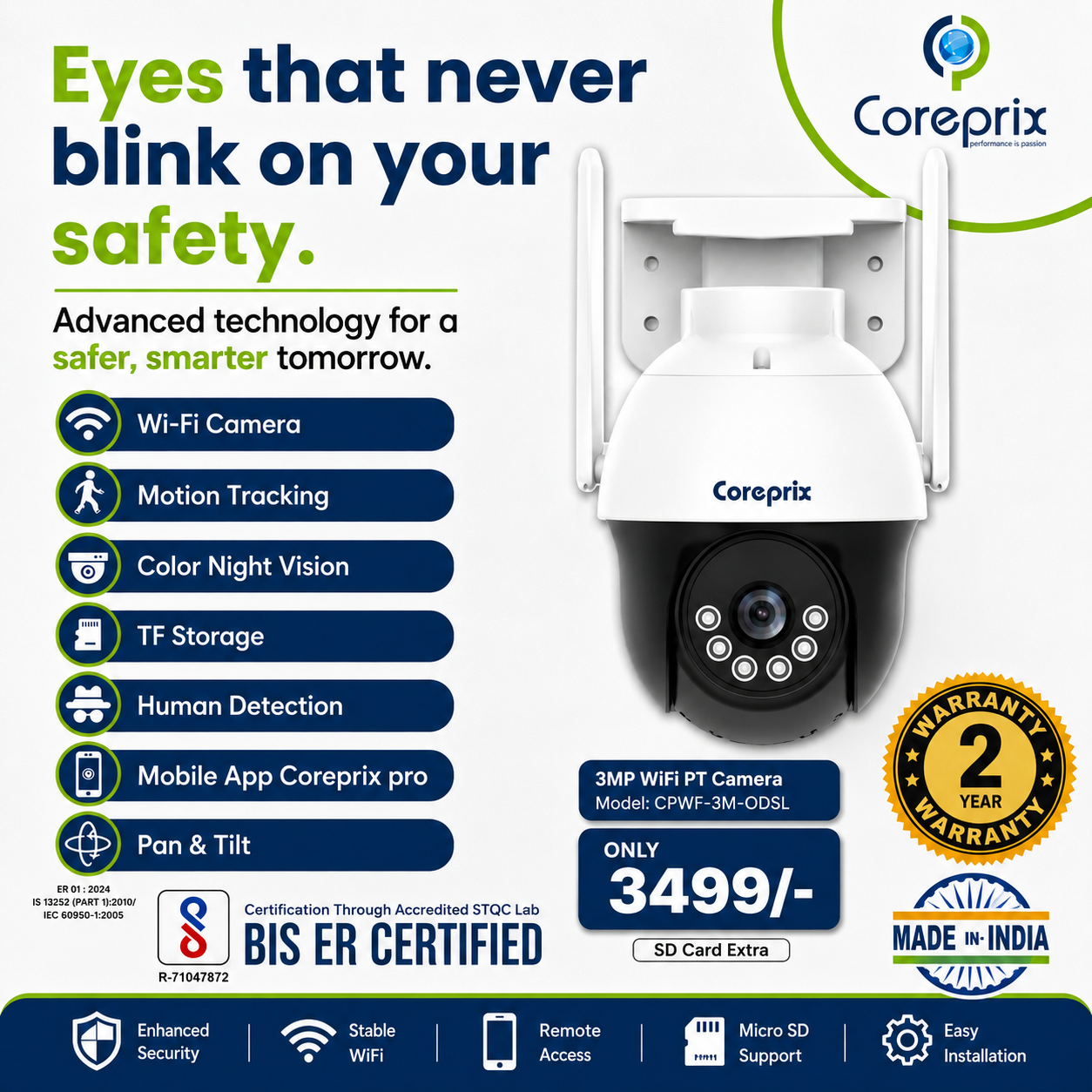 3MP Outdoor WiFi PT Camera