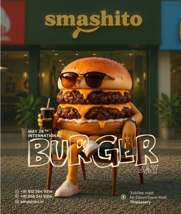 Best smash Burger in Thalassery,Tacos Thalassery,Smashito Burgers tacos and desserts Thalassery