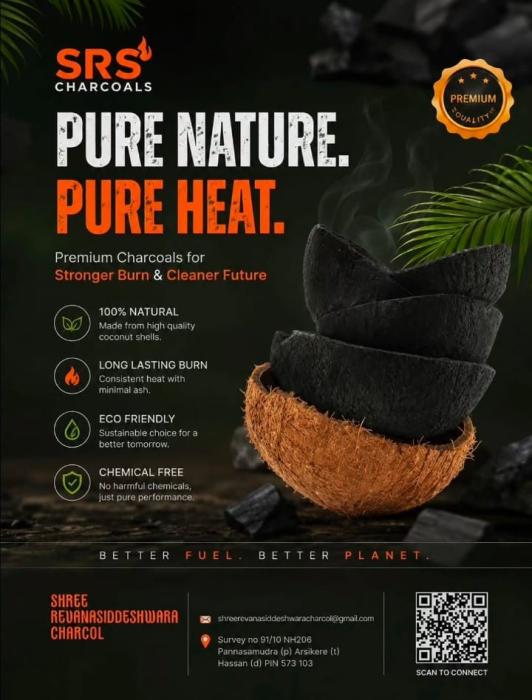 Manufactures of coconut shell charcoal in arsikere, Coconut shells  bulk  buyer in arsikere, coconut shell charcoal supplier in arsikere,SRS Charcoals 