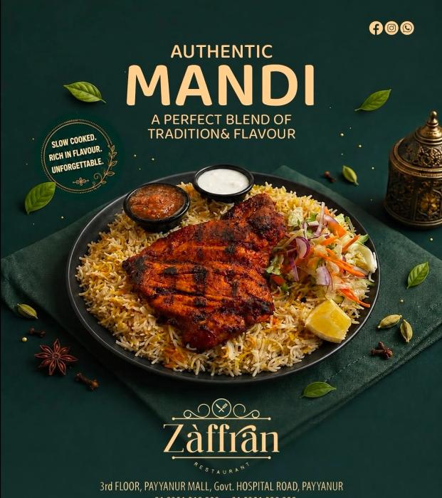 Multi cuisine restaurant in payyanur,Dine in Takeaway Home delivery in payyanur, Zaffran Restaurant 