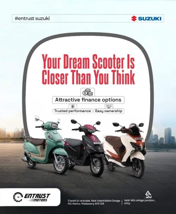 Suzuki dealership in thalassery,Two wheeler dealer in thalassery,Two wheeler sales in thalassery,Entrust Suzuki 