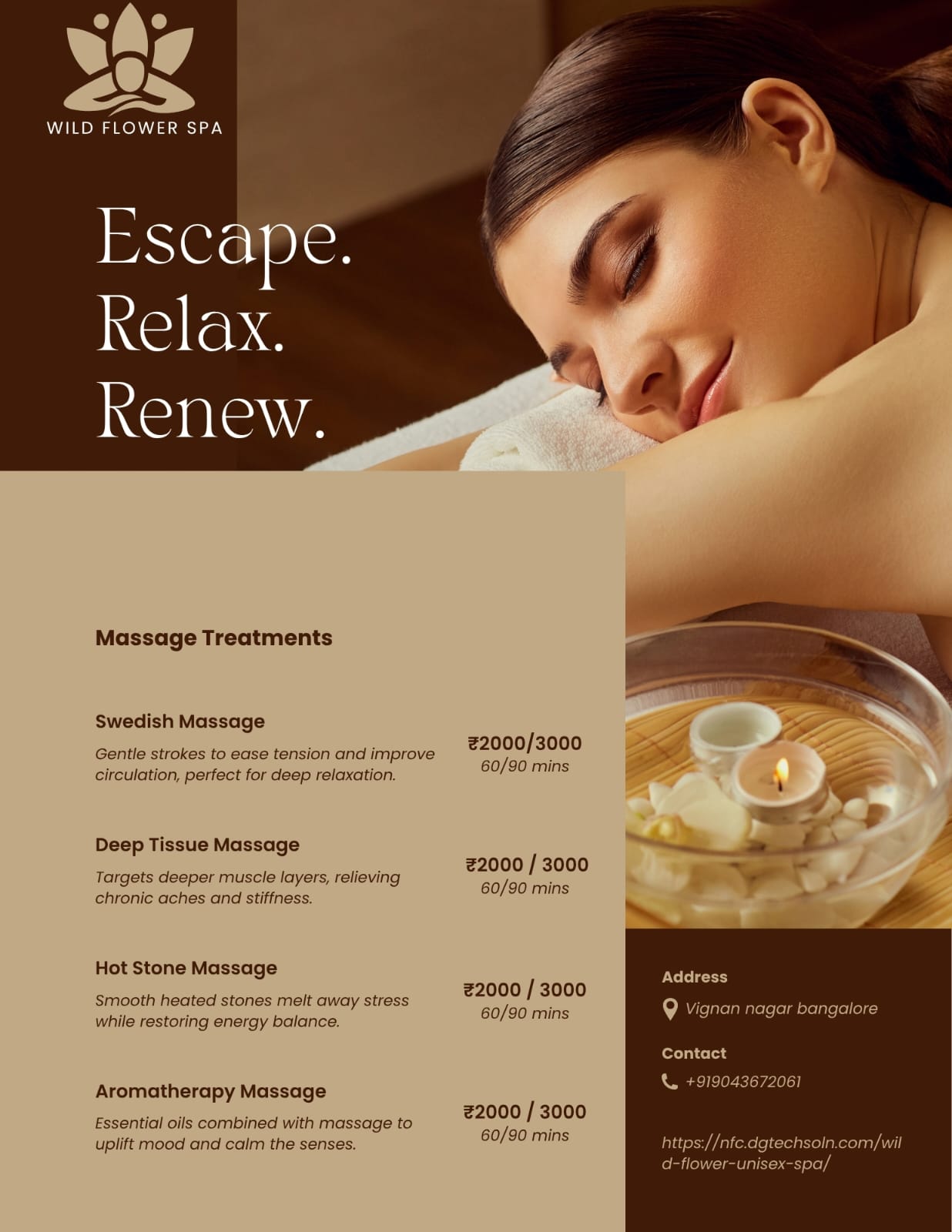 Wild flower unisex spa Vignan nagar kaggadasapura Bangalore